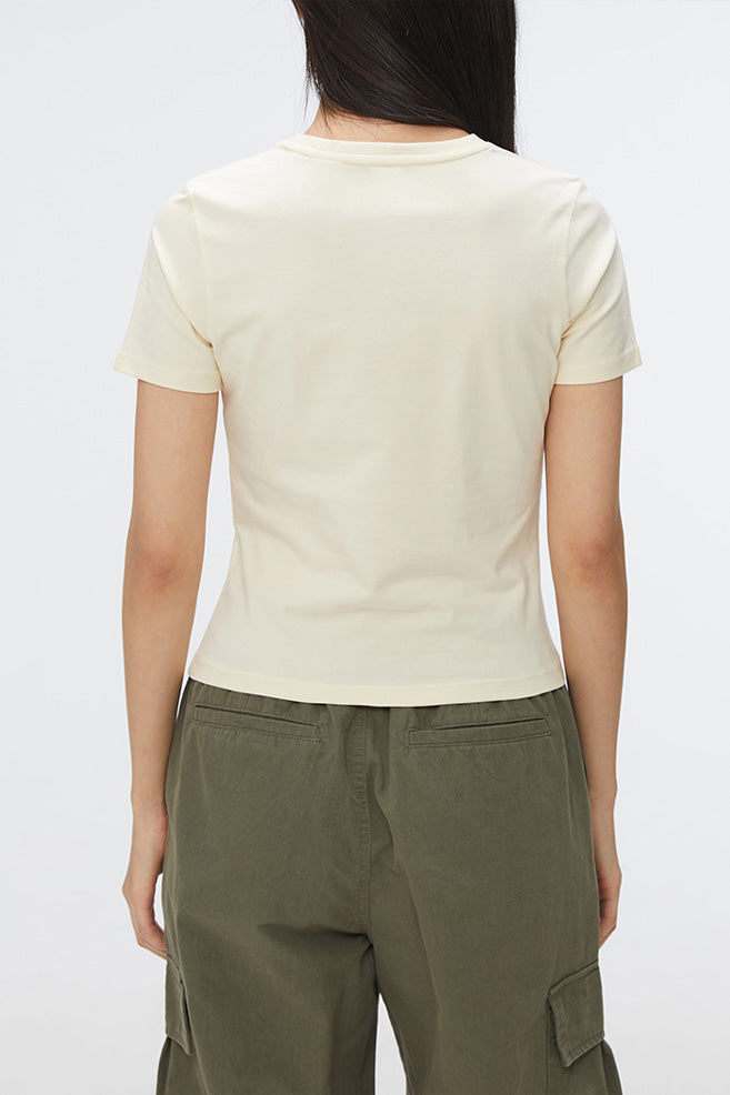 Women Short Sleeve Semi Crop Tee