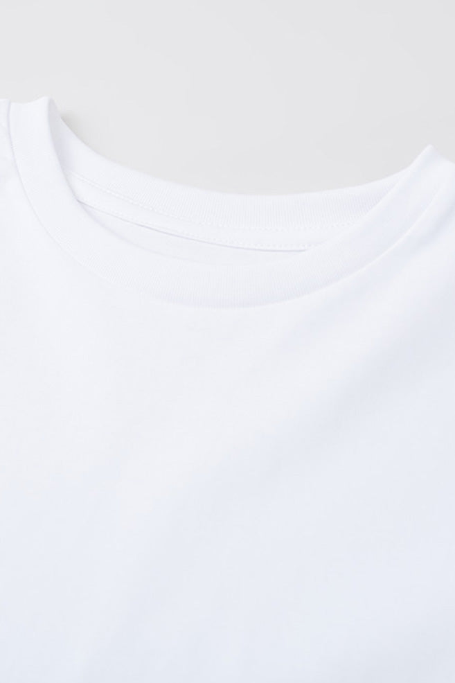 Women Short Sleeve Semi Crop Loose Tee