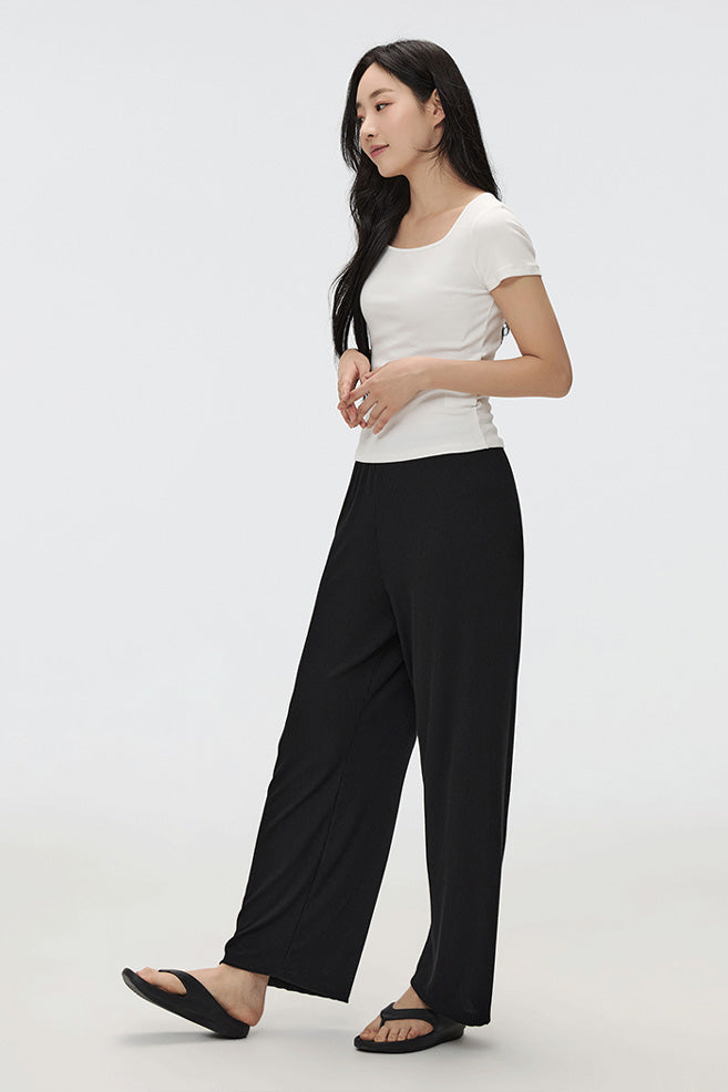 SPAO Women Short Sleeve Rib Semi Crop Tee