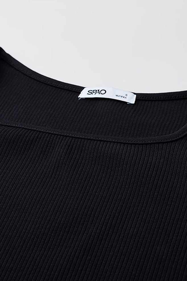 SPAO Women Short Sleeve Rib Semi Crop Tee