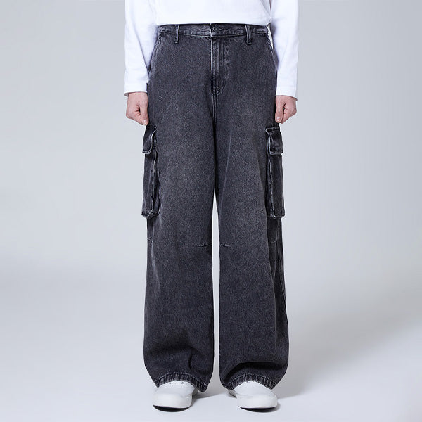 SPAO Men Cargo Wide Jeans SPTJF23C57 Vintage Indigo