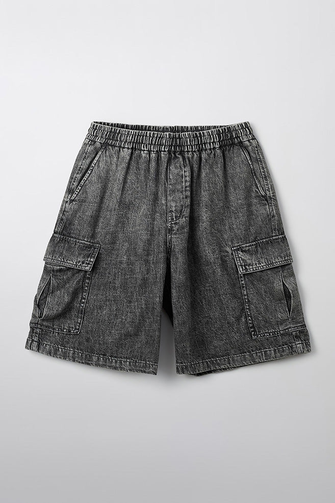 Men Lightweight Denim Cargo Banded Shorts