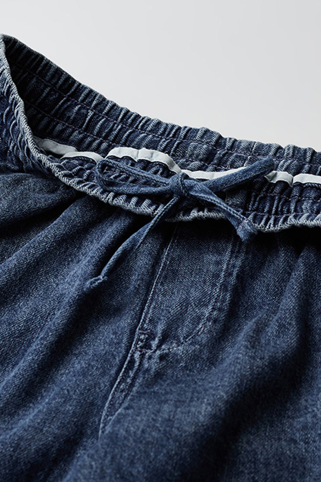 Men Lightweight Denim Cargo Banded Shorts