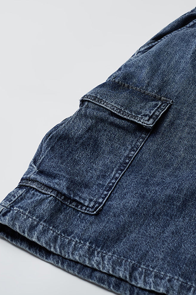 Men Lightweight Denim Cargo Banded Shorts