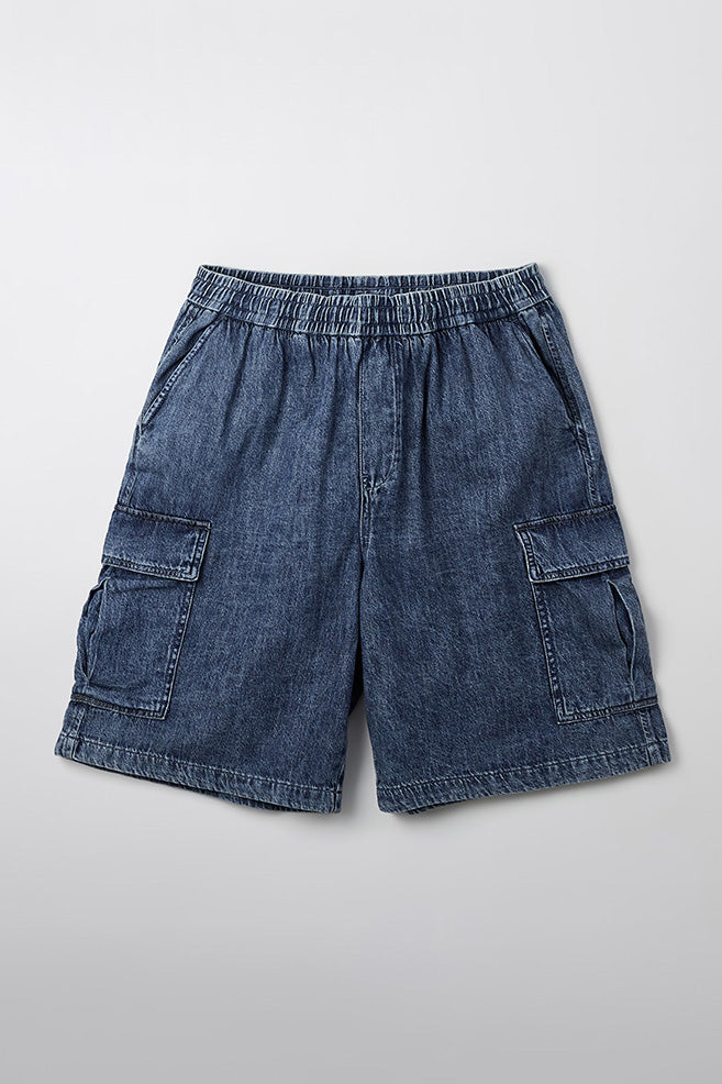 Men Lightweight Denim Cargo Banded Shorts