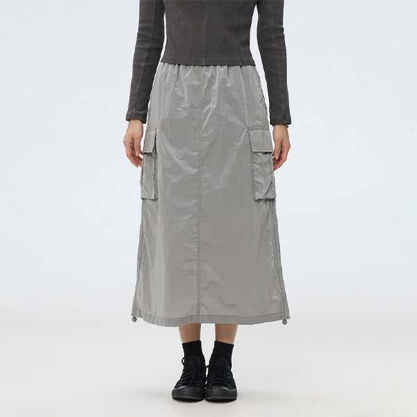 SPAO Women Cargo Long Skirt SPWHF23G01 Black
