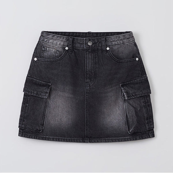 SPAO Women Denim Cargo Mini Skirt SPWJF24G02 D/Grey