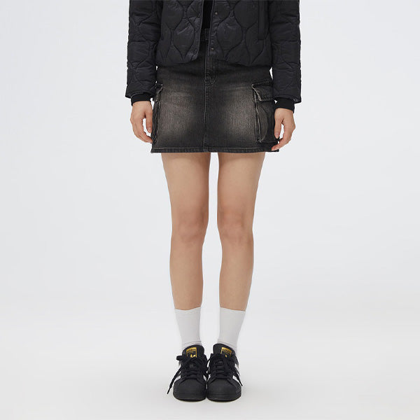 SPAO Women Denim Cargo Mini Skirt SPWJF24G02 D/Grey