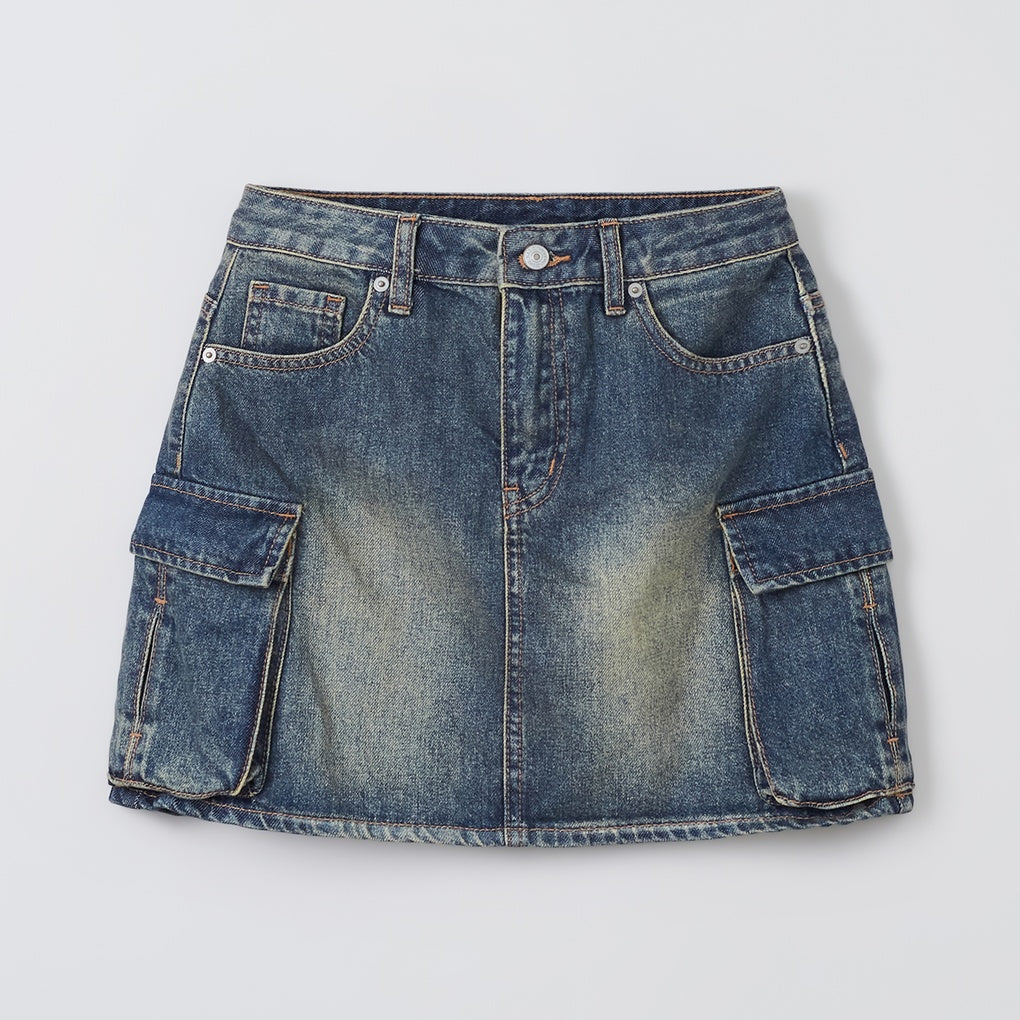 SPAO Women Denim Cargo Mini Skirt SPWJF24G02 D/Grey