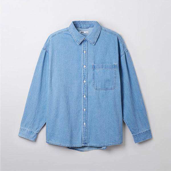 SPAO Men Long Sleeve Denim Overfit Shirt SPYJF23C01 Navy