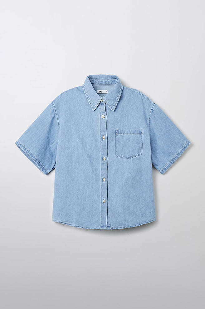 SPAO Women Denim Crop Shirt