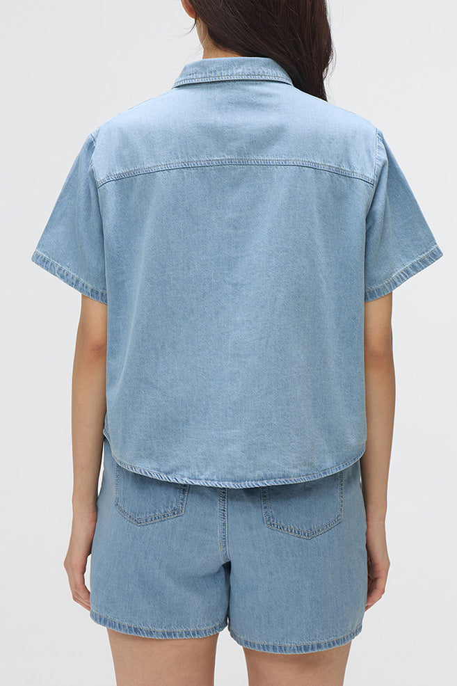 SPAO Women Denim Crop Shirt