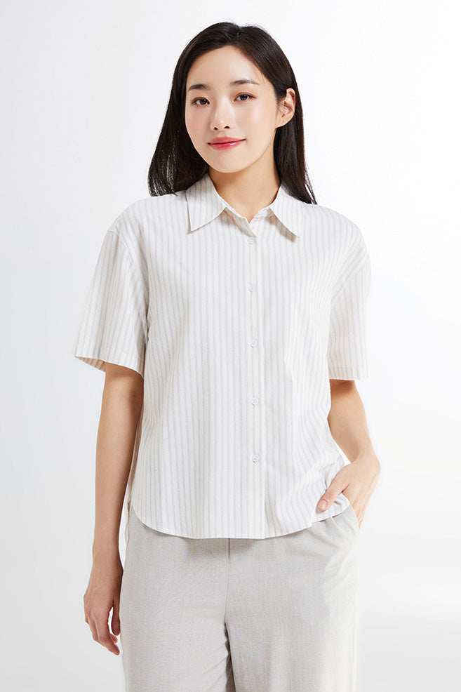SPAO Women Short Sleeve Stripe Shirt