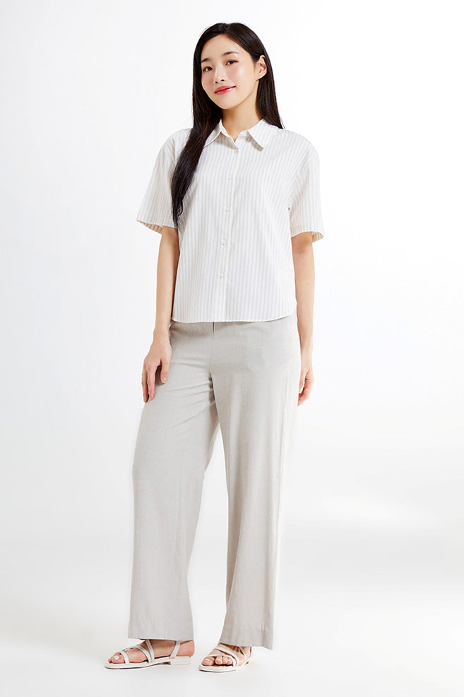 SPAO Women Short Sleeve Stripe Shirt