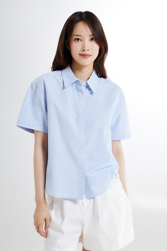 SPAO Women Short Sleeve Stripe Shirt