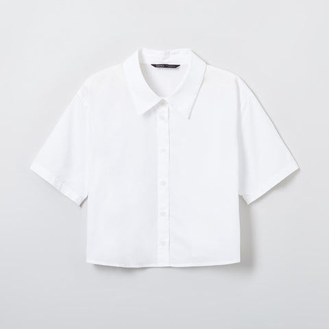 SPAO Women Short Sleeve Crop Shirt SPYWE24W06 White