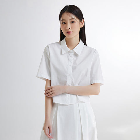SPAO Women Short Sleeve Crop Shirt SPYWE24W06 White