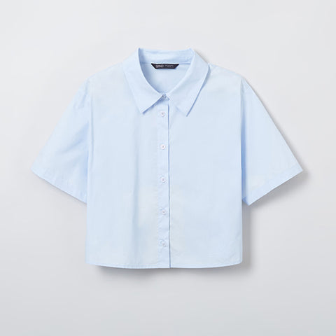 SPAO Women Short Sleeve Crop Shirt SPYWE24W06 Light Blue