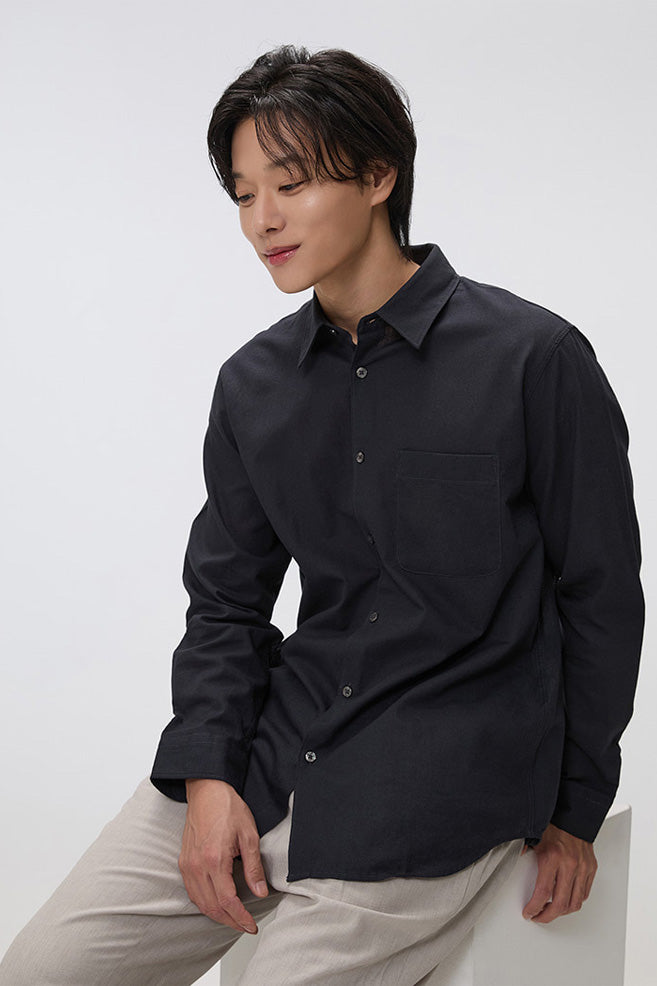 SPAO Men Long Sleeve Linen Shirt