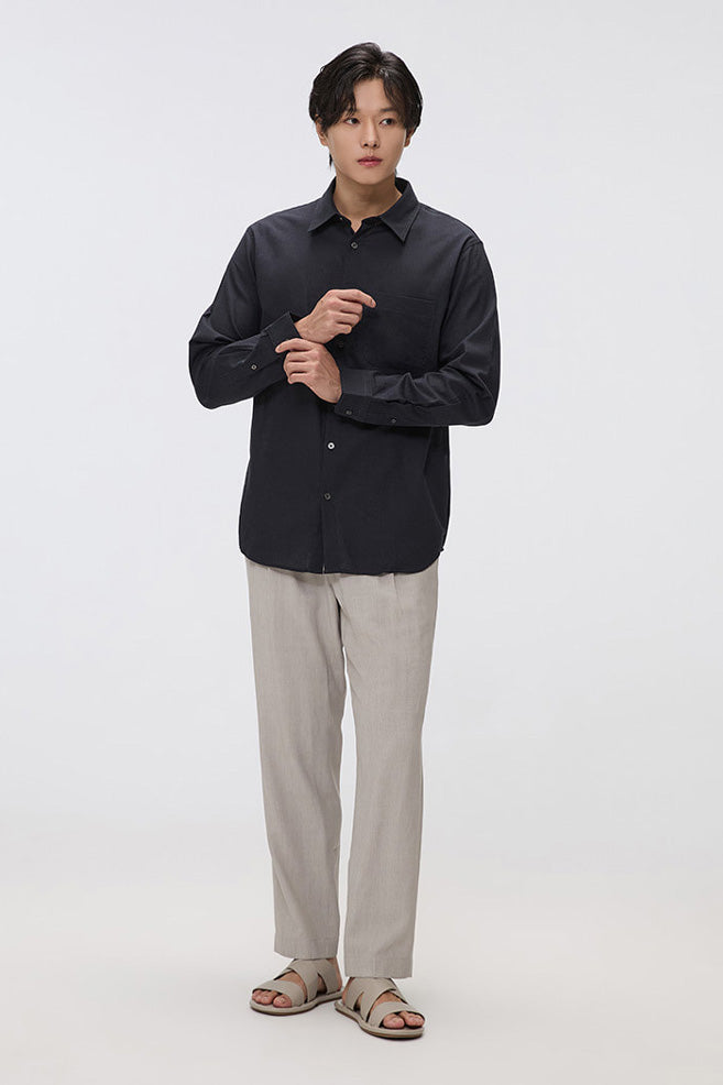 SPAO Men Long Sleeve Linen Shirt