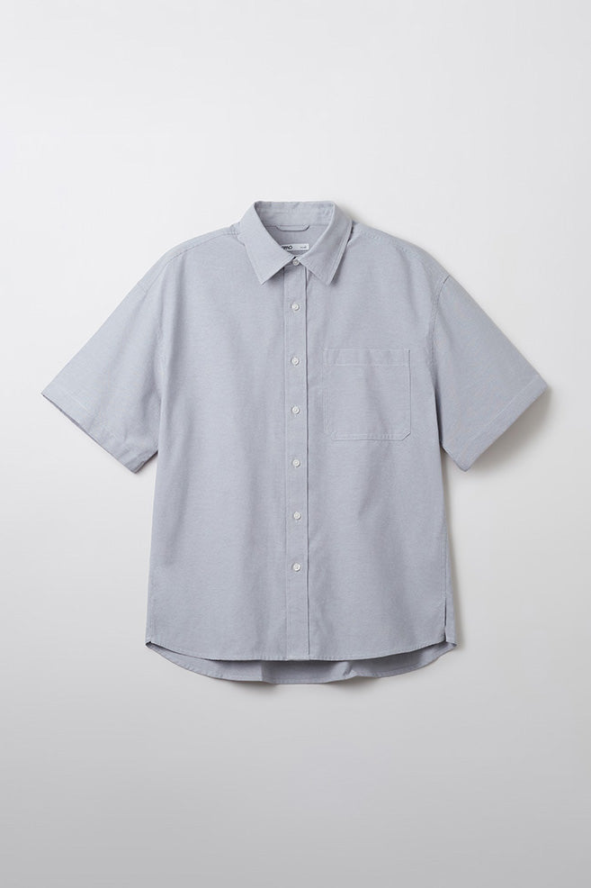 Men Short Sleeve Overfit Oxford Shirt