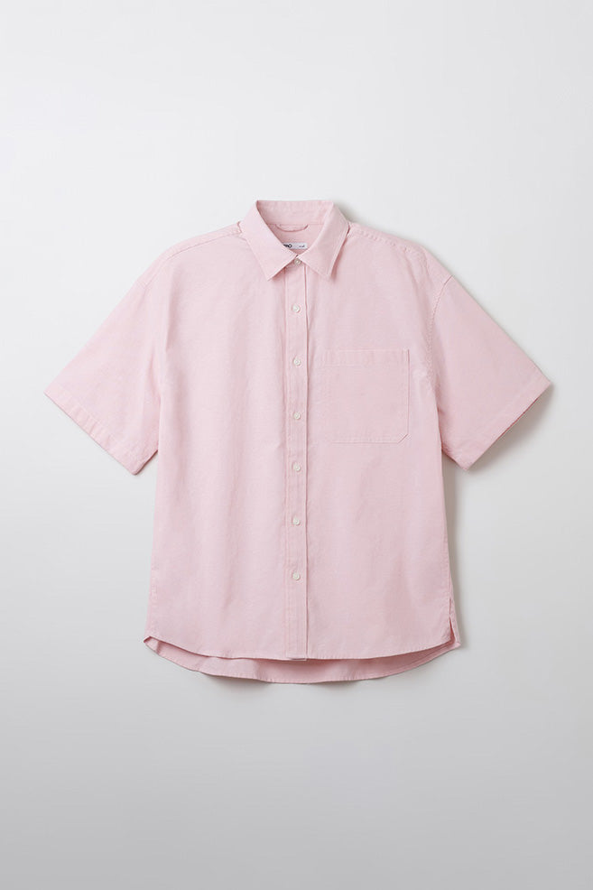 Men Short Sleeve Overfit Oxford Shirt