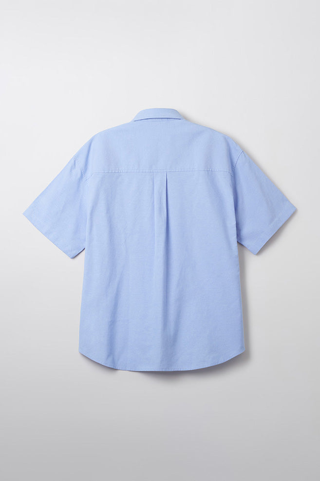 Men Short Sleeve Overfit Oxford Shirt