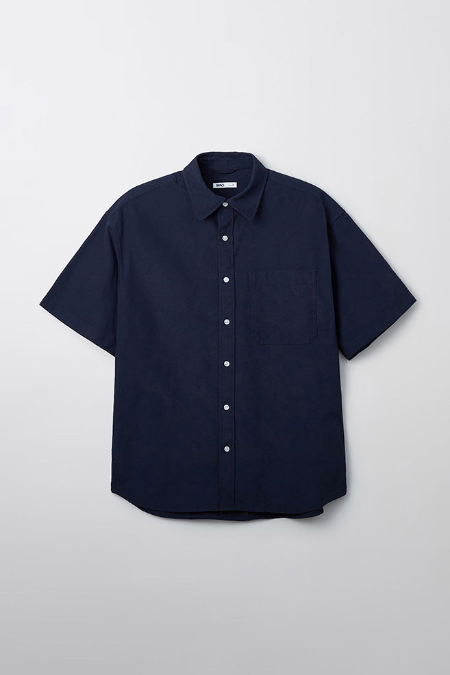 Men Short Sleeve Overfit Oxford Shirt