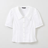 SPAO Women Short Sleeve Collar Blouse SPBWE25W05 White