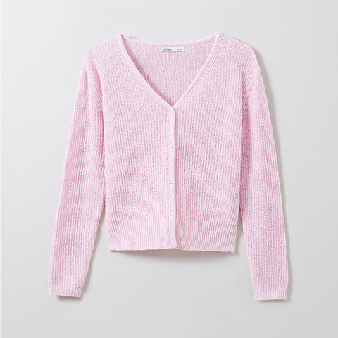 SPAO Women Long Sleeve Hacci Cardigan SPCKE26G10 Pink