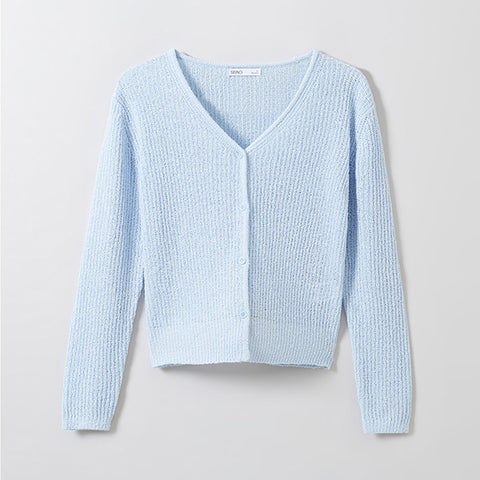 SPAO Women Long Sleeve Hacci Cardigan SPCKE26G10 Blue