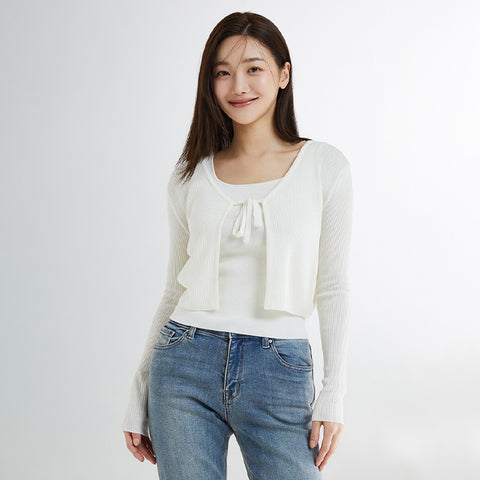 SPAO Women Long Sleeve Bolero Cardigan SPCKE26G11 Ivory