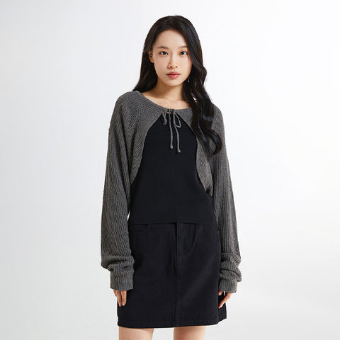 SPAO Women Long Sleeve Bolero Cardigan SPCKE37G02 Charcoal