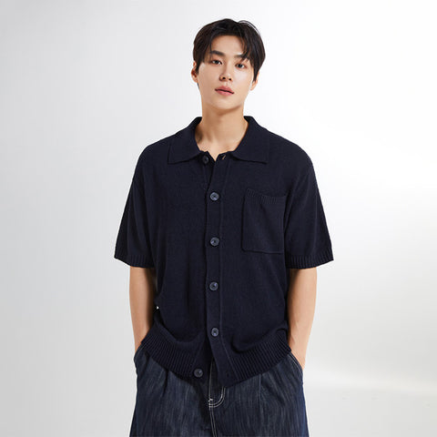 SPAO Men Short Sleeve Pocket Cardigan SPCKE37M03 Navy