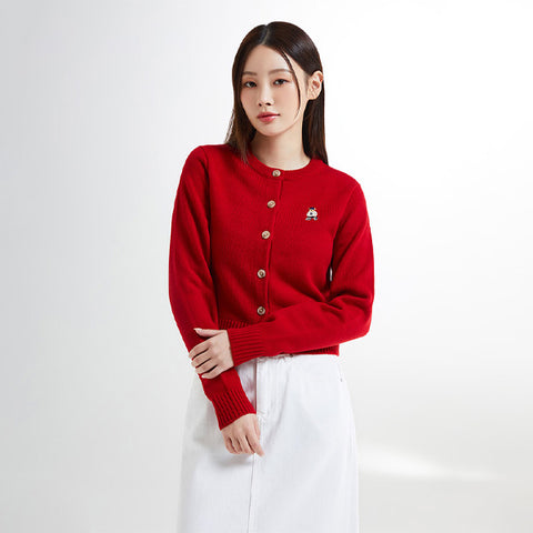 SPAO Women Long Sleeve Crop Cardigan SPCKE49G40 Red