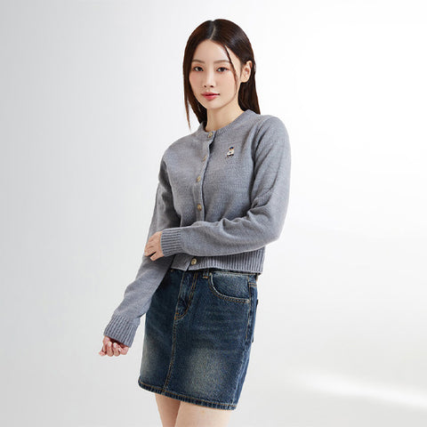 SPAO Women Long Sleeve Crop Cardigan SPCKE49G40 Charcoal