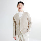 SPAO Men Long Sleeve V Neck Cardigan SPCKE49M03 Oatmeal