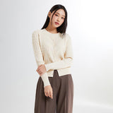 SPAO Women Long Sleeve Cable Cardigan SPCKE49W11 Cream