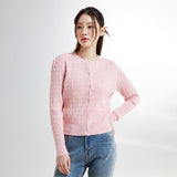 SPAO Women Long Sleeve Cable Cardigan SPCKE49W11 Powder pink