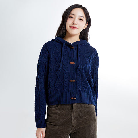 SPAO Women Long Sleeve Hoodie Cardigan SPCKE4TG41 Navy