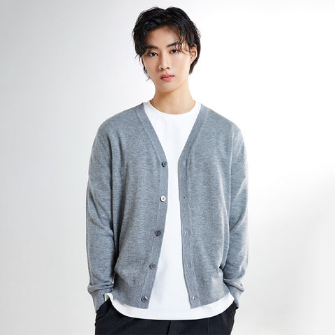 SPAO Men Long Sleeve V Neck Cardigan SPCKE4TM02 Grey