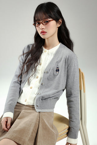 Women Long Sleeve Woodie Layered Cardigan