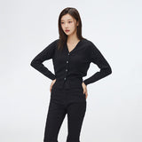SPAO Women Long Sleeve Vneck Cardigan SPCKF23W05 Navy