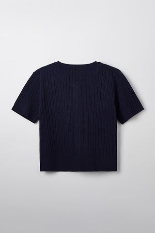 Women Short Sleeve Woodie Cardigan