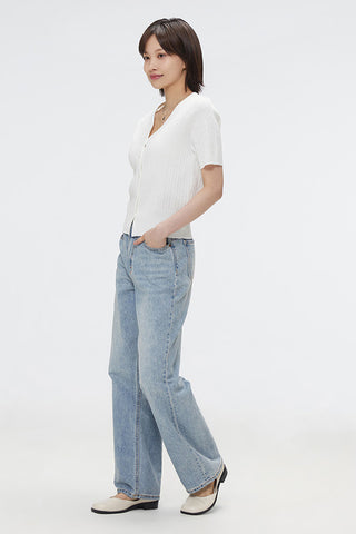 Women Short Sleeve Cable Cardigan