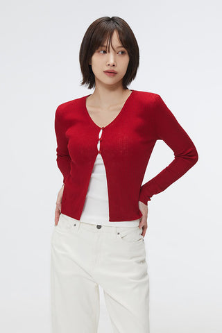 SPAO Women Long Sleeve Rib Knit Cardigan