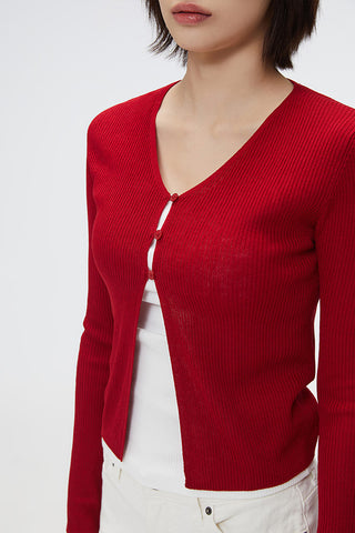 SPAO Women Long Sleeve Rib Knit Cardigan