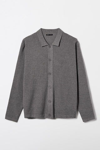 Men Long Sleeve Cotton Blend Collar Cardigan