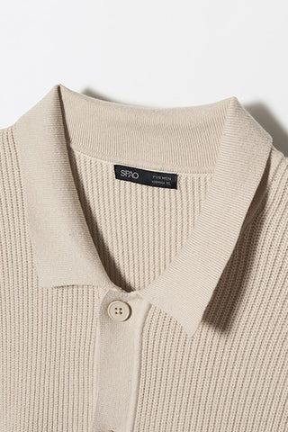 Men Long Sleeve Cotton Blend Collar Cardigan