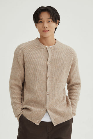 Men Long Sleeve Hachi Round Neck Cardigan